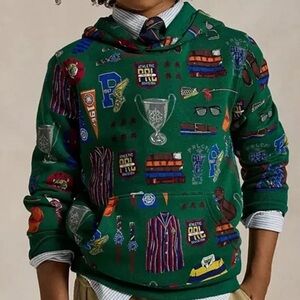 Polo RALPH LAUREN  BOYS SWEATER HOODIE FLEece Graphic size M